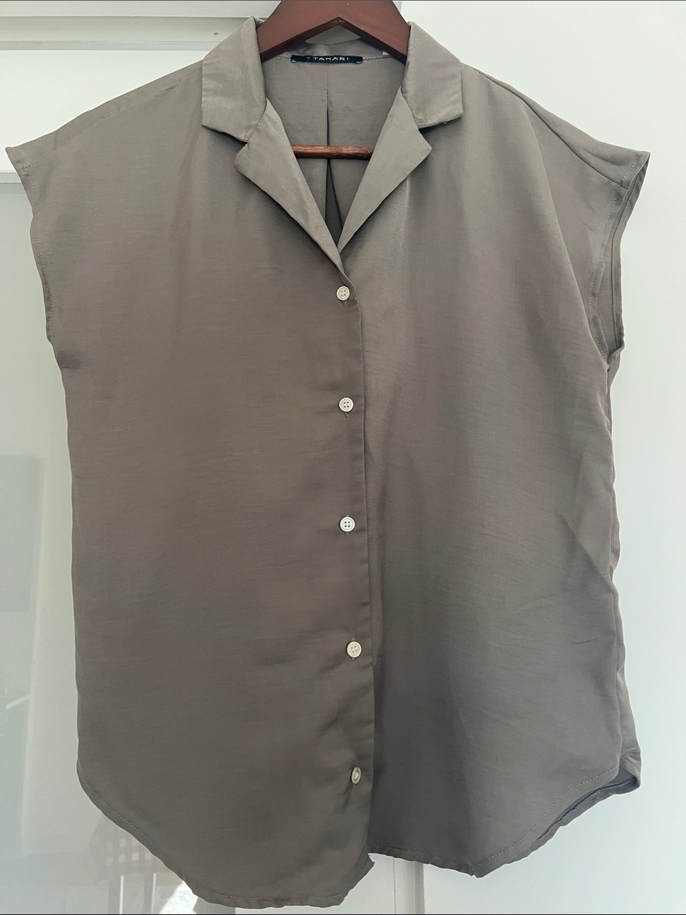 Satin work shirt, dark tan